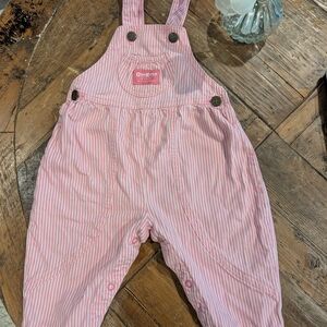 OshKosh B'gosh Pink and White Striped Overalls